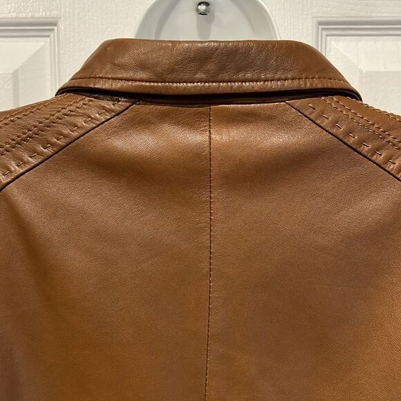 Hide Society Brown Leather Zip Up Jacket Size 18‎ - Picture 9 of 16